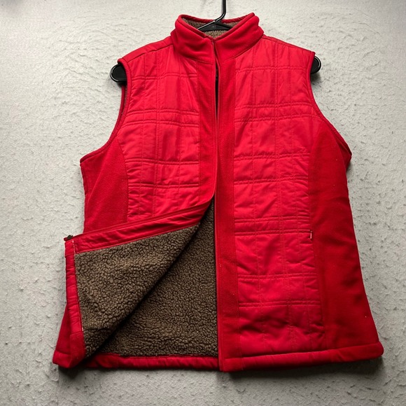 Columbia Jackets & Blazers - Columbia Womens Red Quilted Sherpa Lined Fleece Full Zip Vest AL1016 Size M